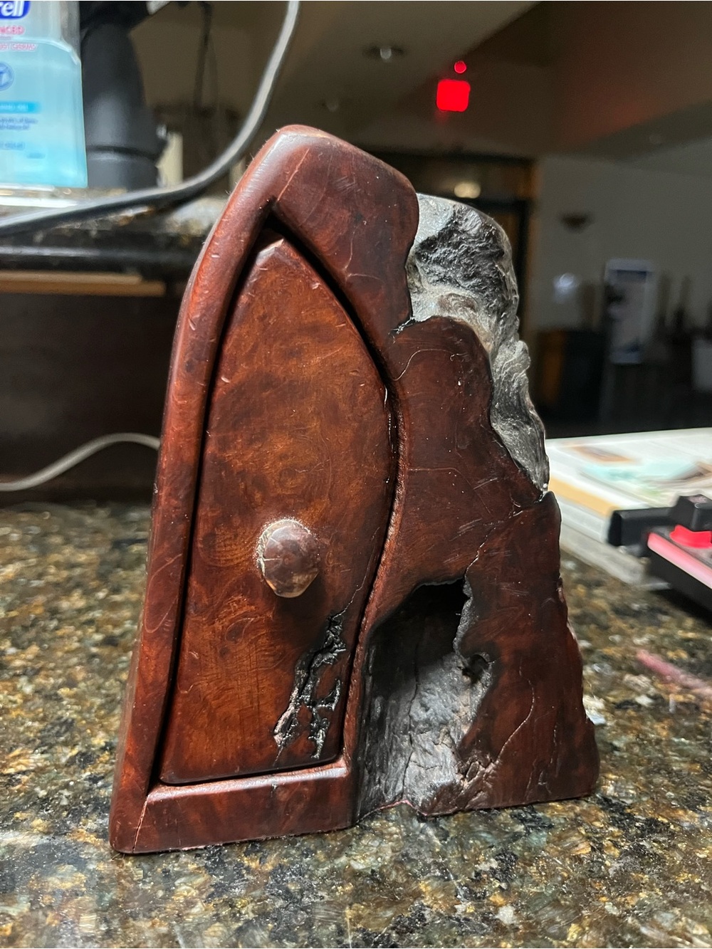 Handcrafted Brown Wood Miniature Cabinet - Rustic Home Art